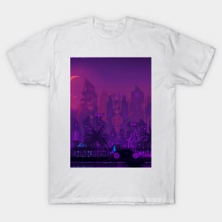 Cyberpunk city / vaporwave art T-Shirt